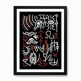 Line Art Bizarre Cave Symbol Art Print