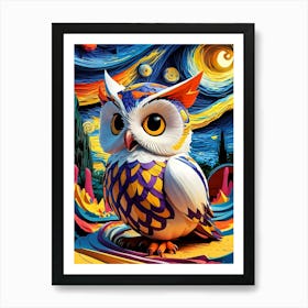 Starry Night Owl Art Print