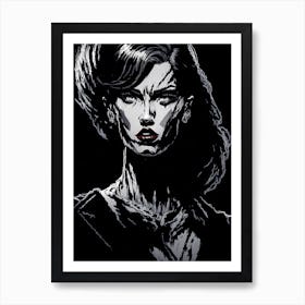 Comic Crime Noir Woman Portrait (8) Art Print