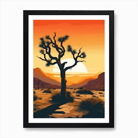 Joshua Tree At Dawn In The Desert In Black And Gold (3) Art Print