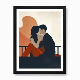 Kissing Couple, Valentine's Day Print Art Print