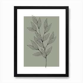 Drawing Of A Leaf Art Print