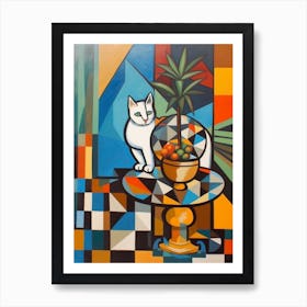 Stock With A Cat 4 Cubism Picasso Style Art Print