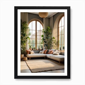 Living Room With Plants Art Print