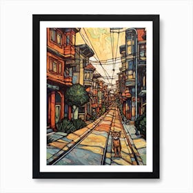 Painting Of San Francisco With A Cat Drawing 1 Art Print