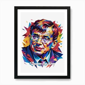 Stephen Hawking 01 Portrait WPAP Pop Art Art Print