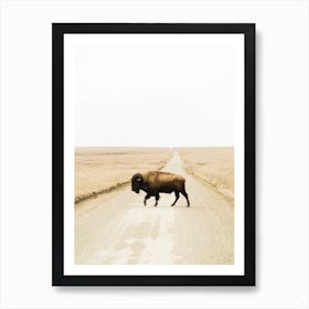 Bison Crossing Road Art Print