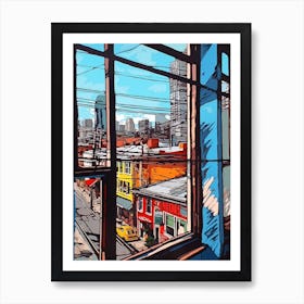 Window View Of Toronto Canada In The Style Of Pop Art 4 Art Print