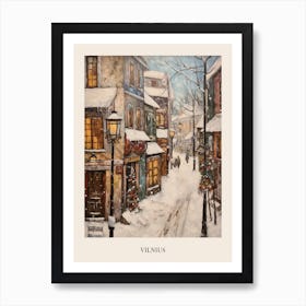 Vintage Winter Painting Poster Vilnius Lithuania 2 Art Print