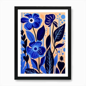 Blue Flower Illustration Gloriosa Lily 3 Art Print