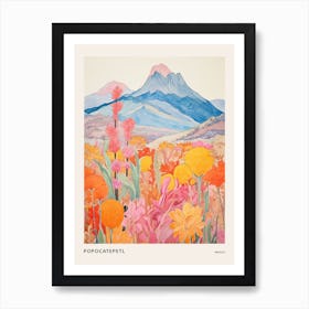 Popocatepetl Mexico 2 Colourful Mountain Illustration Poster Art Print