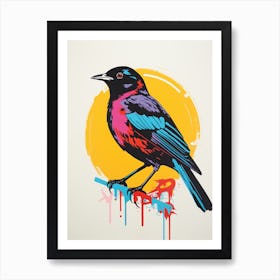 Andy Warhol Style Bird Blackbird 4 Art Print