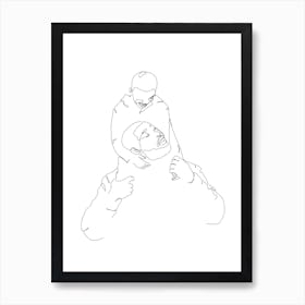 Drawing Of A Man Hugging A Child Art Print