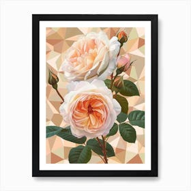 English Roses Painting Rose Geometric 5 Art Print