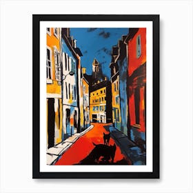 Painting Of A Paris With A Cat In The Style Of Of Pop Art 4 Art Print