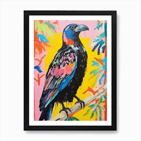 Colourful Bird Painting Raven 3 Art Print