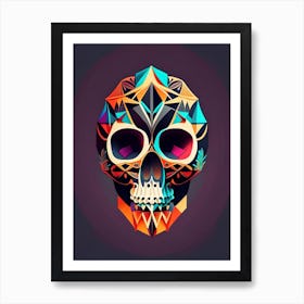 Skull With Geometric Designs 2 Mexican Art Print