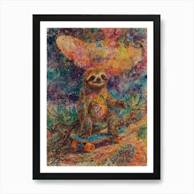 Sloth On A Skateboard 9 Art Print