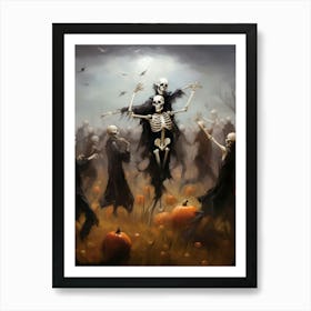 Dancing Skeletons Halloween Painting Art Print