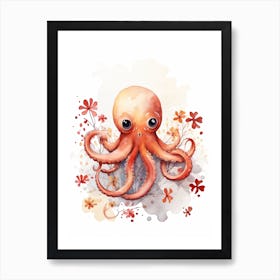 N Octopus Watercolour In Autumn Colours 1 Art Print