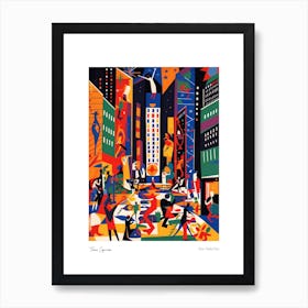 Time Square New York City Matisse Style 2 Watercolour Travel Poster Art Print