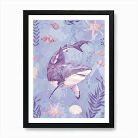 Purple Cookiecutter Shark Illustration 4 Art Print