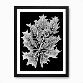 White Oak Leaf Linocut Art Print