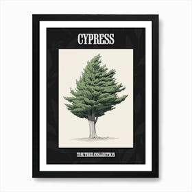 Cypress Tree Pixel Illustration 4 Poster Art Print