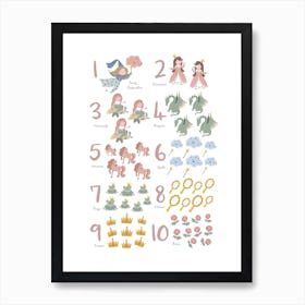 Fairytale Numbers, Girls Room Decor, Nursery Wall Art Art Print