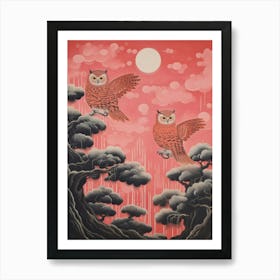 Vintage Japanese Inspired Bird Print Owl 1 Art Print