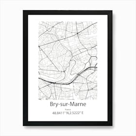 Bry Sur Marne,France Minimalist Map Poster