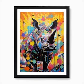 Paint Splash Dotty Rhino 7 Art Print