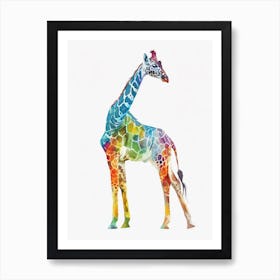Colourful Watercolour Style Giraffe Portrait 2 Art Print