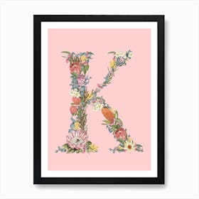 K Pink Alphabet Letter Art Print