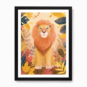 African Lion Lion In Different Seasons Illustration 3 Art Print