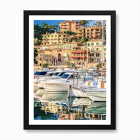 Puerto de Soller, Idyllic harbour view of Mallorca Spain, Balearic islands Art Print