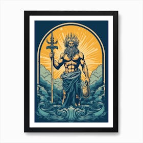 Poseidon With Trident Pop Art 3 Art Print