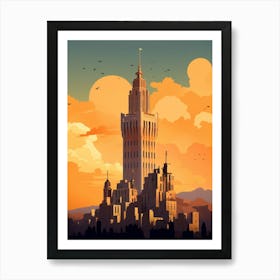 Galata Tower Modern Pixel Art 3 Art Print