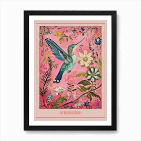 Floral Animal Painting Hummingbird 1 Poster Art Print