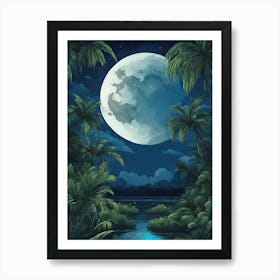 Full Moon In The Jungle 10 Art Print