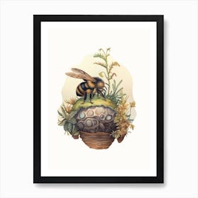 Small Earth Bumble Bee Beehive Watercolour Illustration 3 Art Print