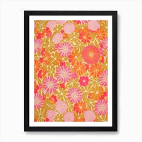 Umbrella Tree Floral Print Warm Tones 1 Flower Art Print