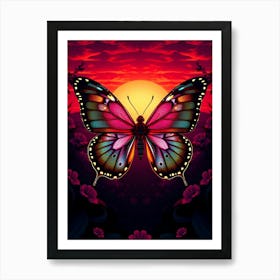 Butterfly At Sunset Art Print