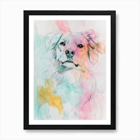 Pastel Nederlandse Kooikerhondje Dog Line Illustration 2 Art Print