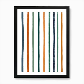 Stripes Orange Green And Blue Art Print