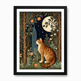 William Morris Cat In The Moonlight 3 Art Print