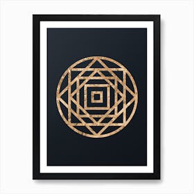 Abstract Geometric Gold Glyph on Dark Teal n.0040 Art Print