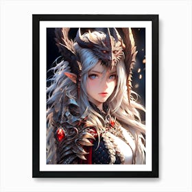 Demon Girl With Horns Art Print