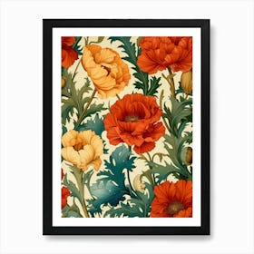 Poppies Seamless Pattern 1 Art Print