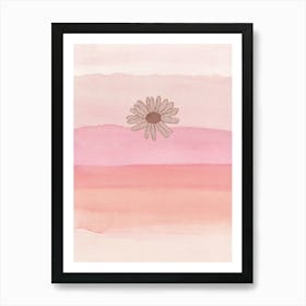 Daisy Watercolor Painting pink Art Print
